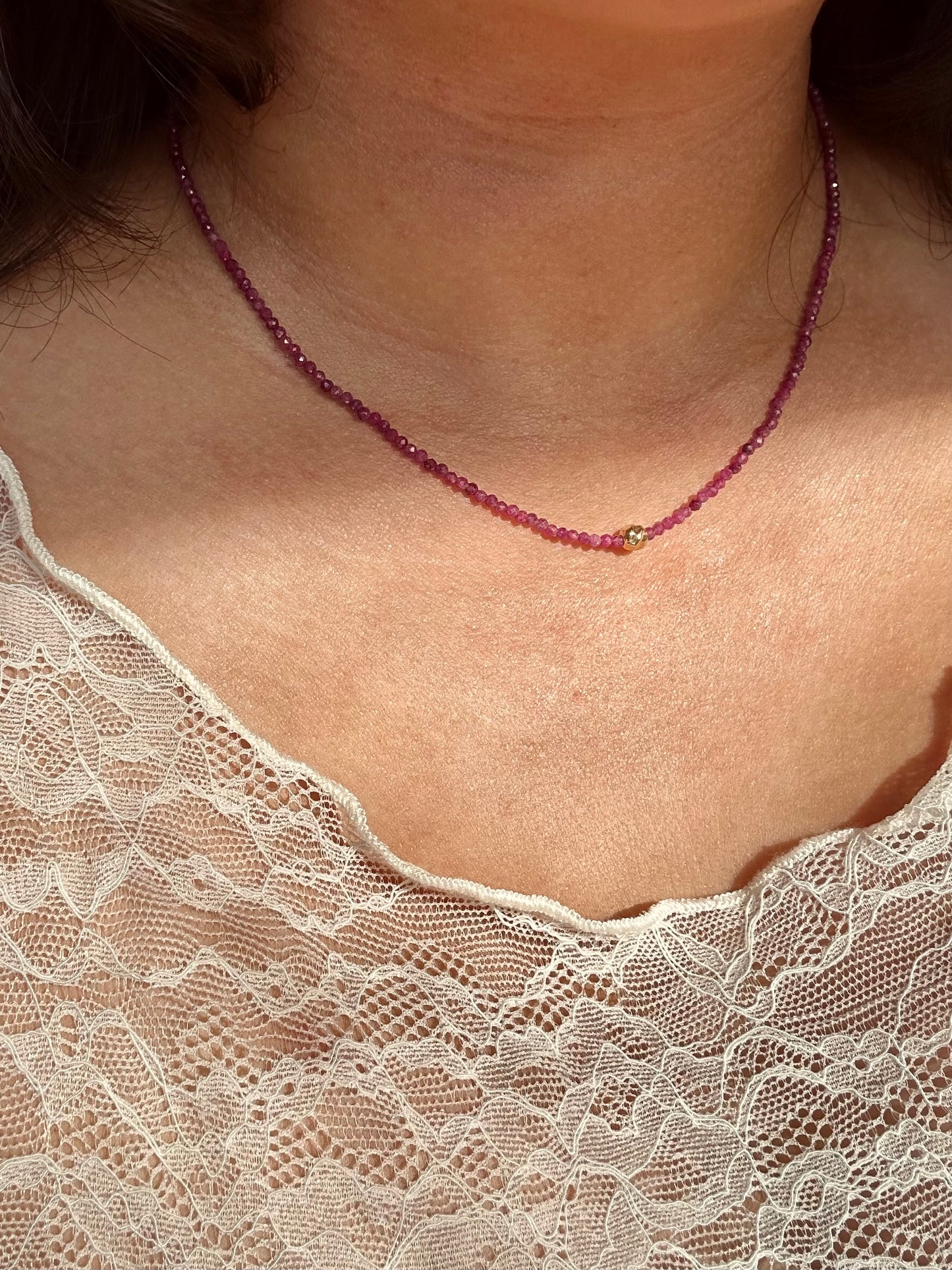 Baby Gem Necklace in Ruby