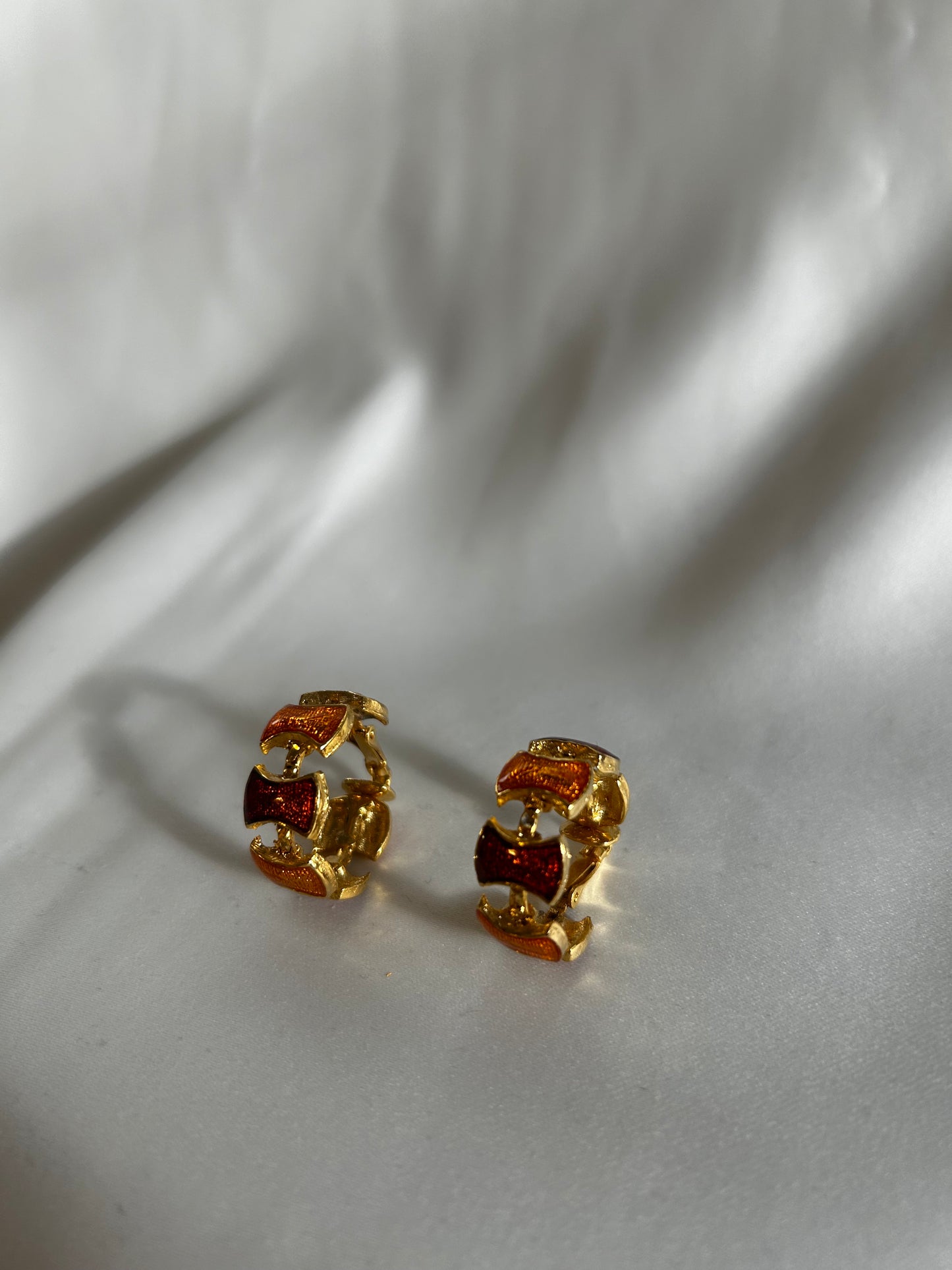Vintage Enamel Hoop Earrings