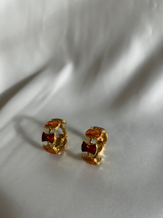Vintage Enamel Hoop Earrings